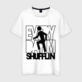 Мужская футболка хлопок с принтом Every dayim shufflin в Белгороде, 100% хлопок | прямой крой, круглый вырез горловины, длина до линии бедер, слегка спущенное плечо. | every day im shuffing | lmfao | музыка | электронная музыка