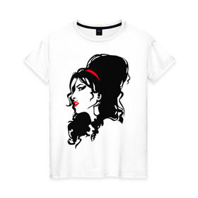Женская футболка хлопок с принтом Amy Winehouse в Белгороде, 100% хлопок | прямой крой, круглый вырез горловины, длина до линии бедер, слегка спущенное плечо | живая музыка | импровизация | певица | певица эми уайнхаус.джаз | саксофон