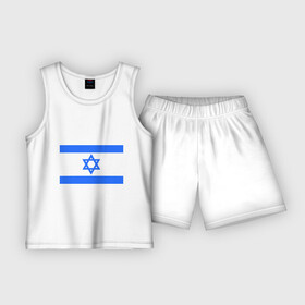 Детская пижама с шортами хлопок с принтом Флаг Израиля в Белгороде,  |  | Тематика изображения на принте: israel | израиль | флаг