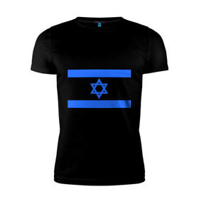 Мужская футболка премиум с принтом Флаг Израиля в Белгороде, 92% хлопок, 8% лайкра | приталенный силуэт, круглый вырез ворота, длина до линии бедра, короткий рукав | israel | израиль | флаг