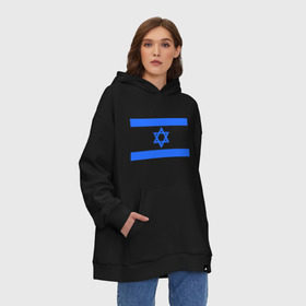 Худи SuperOversize хлопок с принтом Флаг Израиля в Белгороде, 70% хлопок, 30% полиэстер, мягкий начес внутри | карман-кенгуру, эластичная резинка на манжетах и по нижней кромке, двухслойный капюшон
 | israel | израиль | флаг