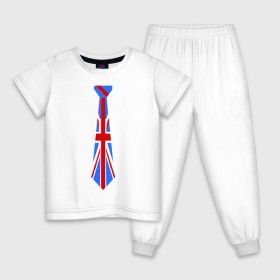 Детская пижама хлопок с принтом Британский флаг на галстуке в Белгороде, 100% хлопок |  брюки и футболка прямого кроя, без карманов, на брюках мягкая резинка на поясе и по низу штанин
 | британский флаг