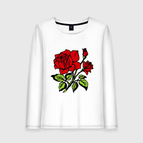 Женский лонгслив хлопок с принтом Роза в Белгороде, 100% хлопок |  | красная роза | роза | розочка | цветок | цветы