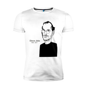 Мужская футболка премиум с принтом Steve Jobs в Белгороде, 92% хлопок, 8% лайкра | приталенный силуэт, круглый вырез ворота, длина до линии бедра, короткий рукав | apple | mac | steve jobs | мак | стив джоббс | стив джобс | стив джопс | стивен джобс | эпл