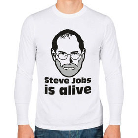 Мужской лонгслив хлопок с принтом Steve Jobs is alive в Белгороде, 100% хлопок |  | 