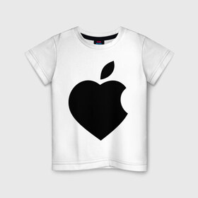 Детская футболка хлопок с принтом Сердце- яблоко в Белгороде, 100% хлопок | круглый вырез горловины, полуприлегающий силуэт, длина до линии бедер | apple | mac | steve jobs | мак | стив джоббс | стив джобс | стив джопс | стивен джобс | эпл
