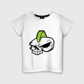 Детская футболка хлопок с принтом Skull Punk Helloween в Белгороде, 100% хлопок | круглый вырез горловины, полуприлегающий силуэт, длина до линии бедер | мохаук | панк | череп