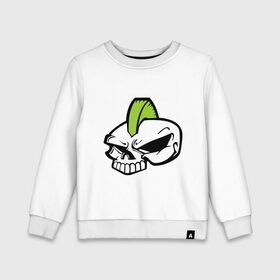 Детский свитшот хлопок с принтом Skull Punk Helloween в Белгороде, 100% хлопок | круглый вырез горловины, эластичные манжеты, пояс и воротник | Тематика изображения на принте: мохаук | панк | череп