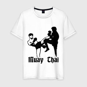 Мужская футболка хлопок с принтом Muay Thai (2) в Белгороде, 100% хлопок | прямой крой, круглый вырез горловины, длина до линии бедер, слегка спущенное плечо. | муай тай