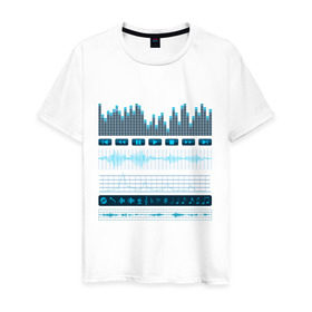 Мужская футболка хлопок с принтом Атрибуты звукоинженера (4) в Белгороде, 100% хлопок | прямой крой, круглый вырез горловины, длина до линии бедер, слегка спущенное плечо. | эквалайзер