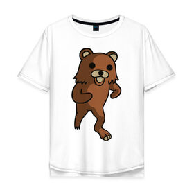 Мужская футболка хлопок Oversize с принтом Педомедведь в Белгороде, 100% хлопок | свободный крой, круглый ворот, “спинка” длиннее передней части | pedobear | детведь | интернет мем | педабир | педведь | педобер | педобир | педомедведь | педомедвеь | пидобир | чадомиша