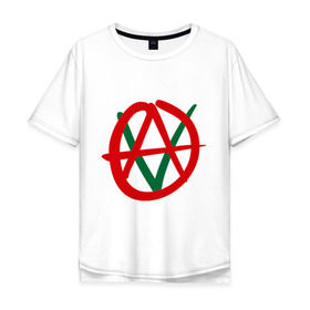 Мужская футболка хлопок Oversize с принтом Anarho-vegan в Белгороде, 100% хлопок | свободный крой, круглый ворот, “спинка” длиннее передней части | анархия | веган | вегетарианец