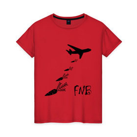 Женская футболка хлопок с принтом Еда вместо бомб в Белгороде, 100% хлопок | прямой крой, круглый вырез горловины, длина до линии бедер, слегка спущенное плечо | бомбы | еда | морковки | самолет