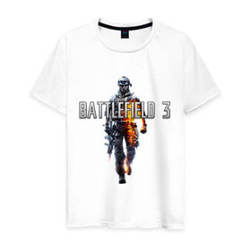 Мужская футболка хлопок с принтом Battlefield 3 в Белгороде, 100% хлопок | прямой крой, круглый вырез горловины, длина до линии бедер, слегка спущенное плечо. | battlefield | компьютерные игры