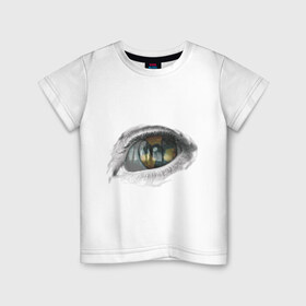 Детская футболка хлопок с принтом Глаз (3) в Белгороде, 100% хлопок | круглый вырез горловины, полуприлегающий силуэт, длина до линии бедер | взгляд | глаз | знак радиации | отражение | радиактивность | радиация
