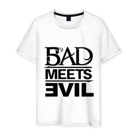 Мужская футболка хлопок с принтом Bad Meets Evil в Белгороде, 100% хлопок | прямой крой, круглый вырез горловины, длина до линии бедер, слегка спущенное плечо. | hip hop | rap | rap stars | реп | репчик | рэп | рэп звезда | рэпчик | рэпчина | хип хоп