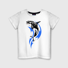 Детская футболка хлопок с принтом Косатка в Белгороде, 100% хлопок | круглый вырез горловины, полуприлегающий силуэт, длина до линии бедер | Тематика изображения на принте: shark | акула | рыба