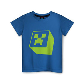Детская футболка хлопок с принтом Minecraft creeper green в Белгороде, 100% хлопок | круглый вырез горловины, полуприлегающий силуэт, длина до линии бедер | крипер