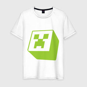 Мужская футболка хлопок с принтом Minecraft creeper green в Белгороде, 100% хлопок | прямой крой, круглый вырез горловины, длина до линии бедер, слегка спущенное плечо. | крипер
