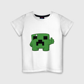 Детская футболка хлопок с принтом Minecraft green в Белгороде, 100% хлопок | круглый вырез горловины, полуприлегающий силуэт, длина до линии бедер | Тематика изображения на принте: крипер