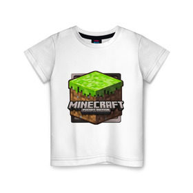 Детская футболка хлопок с принтом Minecraft logo в Белгороде, 100% хлопок | круглый вырез горловины, полуприлегающий силуэт, длина до линии бедер | Тематика изображения на принте: creeper | mine craft | minecraft | майнкрафт | шахта