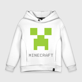 Детское худи Oversize хлопок с принтом Minecraft logo grey в Белгороде, френч-терри — 70% хлопок, 30% полиэстер. Мягкий теплый начес внутри —100% хлопок | боковые карманы, эластичные манжеты и нижняя кромка, капюшон на магнитной кнопке | крипер