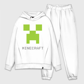 Мужской костюм хлопок OVERSIZE с принтом Minecraft logo grey в Белгороде,  |  | крипер