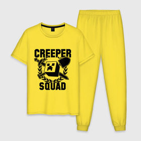 Мужская пижама хлопок с принтом Minecraft Squad в Белгороде, 100% хлопок | брюки и футболка прямого кроя, без карманов, на брюках мягкая резинка на поясе и по низу штанин
 | крипер