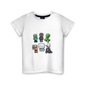 Детская футболка хлопок с принтом Minecraft units в Белгороде, 100% хлопок | круглый вырез горловины, полуприлегающий силуэт, длина до линии бедер | крипер