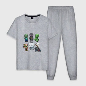 Мужская пижама хлопок с принтом Minecraft units в Белгороде, 100% хлопок | брюки и футболка прямого кроя, без карманов, на брюках мягкая резинка на поясе и по низу штанин
 | крипер