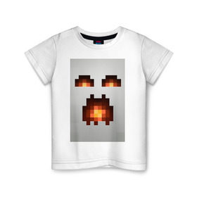 Детская футболка хлопок с принтом Minecraft white в Белгороде, 100% хлопок | круглый вырез горловины, полуприлегающий силуэт, длина до линии бедер | крипер