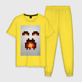 Мужская пижама хлопок с принтом Minecraft white в Белгороде, 100% хлопок | брюки и футболка прямого кроя, без карманов, на брюках мягкая резинка на поясе и по низу штанин
 | крипер