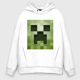 Мужское худи Oversize хлопок с принтом Мinecraft creeper в Белгороде, френч-терри — 70% хлопок, 30% полиэстер. Мягкий теплый начес внутри —100% хлопок | боковые карманы, эластичные манжеты и нижняя кромка, капюшон на магнитной кнопке | крипер