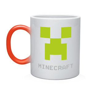 Кружка хамелеон с принтом Minecraft logo grey (5) в Белгороде, керамика | меняет цвет при нагревании, емкость 330 мл | крипер