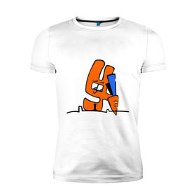 Мужская футболка премиум с принтом Зайка и морковка в Белгороде, 92% хлопок, 8% лайкра | приталенный силуэт, круглый вырез ворота, длина до линии бедра, короткий рукав | Тематика изображения на принте: животные | зайка | заяц | заяц с морковкой | морковка