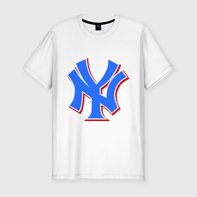 Мужская футболка премиум с принтом NY Yankees blue в Белгороде, 92% хлопок, 8% лайкра | приталенный силуэт, круглый вырез ворота, длина до линии бедра, короткий рукав | baseball | major league basebal | mlb | ny | staten island | yankees | америка | бейсбол | бита | главная лига бейсбола | нью йорк янкиз | статен айленд | сша | янки