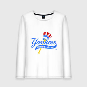 Женский лонгслив хлопок с принтом NY Yankees byta в Белгороде, 100% хлопок |  | baseball | major league basebal | mlb | ny | staten island | yankees | америка | бейсбол | бита | главная лига бейсбола | нью йорк янкиз | статен айленд | сша | янки