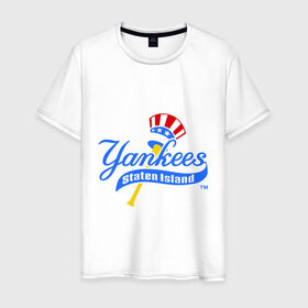 Мужская футболка хлопок с принтом NY Yankees byta в Белгороде, 100% хлопок | прямой крой, круглый вырез горловины, длина до линии бедер, слегка спущенное плечо. | baseball | major league basebal | mlb | ny | staten island | yankees | америка | бейсбол | бита | главная лига бейсбола | нью йорк янкиз | статен айленд | сша | янки