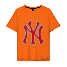 Мужская футболка хлопок Oversize с принтом NY Yankees red в Белгороде, 100% хлопок | свободный крой, круглый ворот, “спинка” длиннее передней части | baseball | major league basebal | mlb | ny | staten island | yankees | америка | бейсбол | бита | главная лига бейсбола | нью йорк янкиз | статен айленд | сша | янки