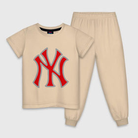 Детская пижама хлопок с принтом NY Yankees red в Белгороде, 100% хлопок |  брюки и футболка прямого кроя, без карманов, на брюках мягкая резинка на поясе и по низу штанин
 | baseball | major league basebal | mlb | ny | staten island | yankees | америка | бейсбол | бита | главная лига бейсбола | нью йорк янкиз | статен айленд | сша | янки