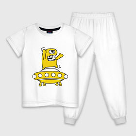 Детская пижама хлопок с принтом Пришелец Саня в Белгороде, 100% хлопок |  брюки и футболка прямого кроя, без карманов, на брюках мягкая резинка на поясе и по низу штанин
 | инопланетянин | нло | пришелец | пришелец саня