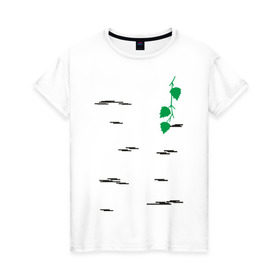 Женская футболка хлопок с принтом Березка в Белгороде, 100% хлопок | прямой крой, круглый вырез горловины, длина до линии бедер, слегка спущенное плечо | береза | березка | дерево | полоски