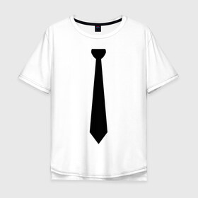 Мужская футболка хлопок Oversize с принтом Галстук в Белгороде, 100% хлопок | свободный крой, круглый ворот, “спинка” длиннее передней части | галстук | костюм