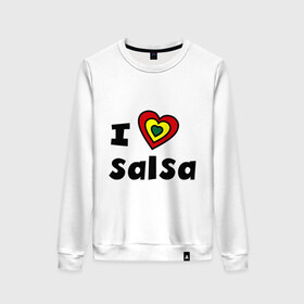 Женский свитшот хлопок с принтом Я люблю сальсу в Белгороде, 100% хлопок | прямой крой, круглый вырез, на манжетах и по низу широкая трикотажная резинка  | bachata | i love | i love salsa | lambada | latina | salsa | бачата | ламбада | латина | латиноамериканская музыка | латиноамериканские танцы | сальса | танго | танец | танцы | ча ча ча | я люблю | я люблю сальсу