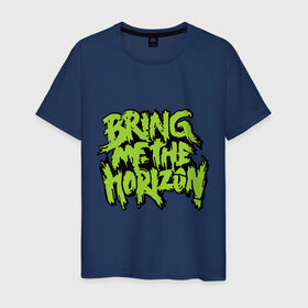 Мужская футболка хлопок с принтом Bring me the horizon green в Белгороде, 100% хлопок | прямой крой, круглый вырез горловины, длина до линии бедер, слегка спущенное плечо. | bmth | bring me the horizon | hardcore | kubana 2014 | rock | дэткор | музыка | рок | рок группы