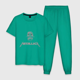 Мужская пижама хлопок с принтом Metallica scool в Белгороде, 100% хлопок | брюки и футболка прямого кроя, без карманов, на брюках мягкая резинка на поясе и по низу штанин
 | металлика