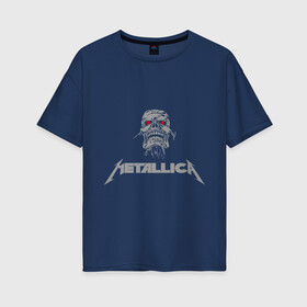 Женская футболка хлопок Oversize с принтом Metallica scool в Белгороде, 100% хлопок | свободный крой, круглый ворот, спущенный рукав, длина до линии бедер
 | металлика