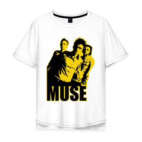 Мужская футболка хлопок Oversize с принтом Muse yellow в Белгороде, 100% хлопок | свободный крой, круглый ворот, “спинка” длиннее передней части | 