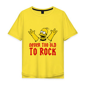 Мужская футболка хлопок Oversize с принтом Simpson Rock в Белгороде, 100% хлопок | свободный крой, круглый ворот, “спинка” длиннее передней части | Тематика изображения на принте: гомер