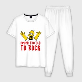 Мужская пижама хлопок с принтом Simpson Rock в Белгороде, 100% хлопок | брюки и футболка прямого кроя, без карманов, на брюках мягкая резинка на поясе и по низу штанин
 | Тематика изображения на принте: гомер